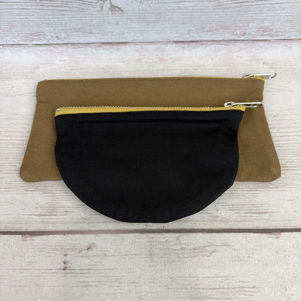 Elizabeth Suzann Zip Pouch 2-Piece Set Cotton Canvas Black & Brown Brand New!